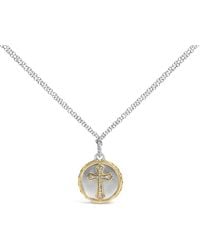 Haus of Brilliance - 14K Plated Sterling 1/10 Cttw Diamond Cross Medallion Pendant Necklace - Lyst