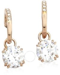 Swarovski - Constella Rose-Tone Plated Round Cut Drop Earrings - Lyst