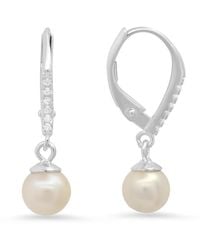 Kylie Harper - Sterling Genuine Pearl Dangling Leverback Earrings - Lyst