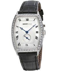 Breguet Heritage Silver Dial 18kt White Gold Diamond Black Leather Watch 3661bb12984dd00 - Metallic