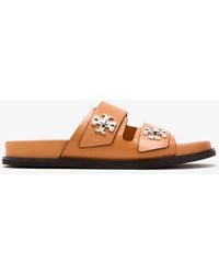 Tory Burch - Turnlock Sport Leather Slide Sandals - Lyst
