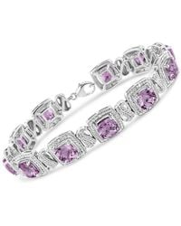 Haus of Brilliance - 925 Sterling 7X7 Mm Amethyst And 1/10 Cttw Diamond Square Shape Tennis Bracelet - Lyst