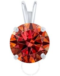 Maulijewels - 1.00ct D-vvs1 Water Melan Moissanite Diamond 14k White Gold Solitaire Necklace With Gold Plated Silver Chain - Lyst