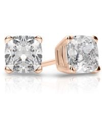 Tresorra - 14K Rose Cushion Cut Earth Mined Diamond Stud Earrings - Lyst