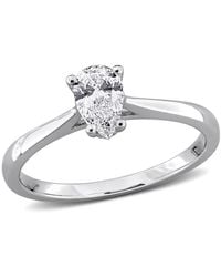 Created Forever - 1/2Ct Tw Pear-Shaped And Round-Cut Lab-Grown Diamond Engagement Ring - Lyst