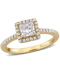 Created Forever - 1Ct Tw Princess And Round-Cut Lab-Grown Diamond Halo Engagement Ring - Lyst