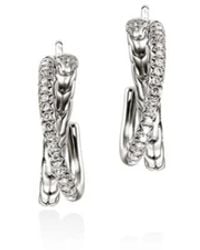 John Hardy - Essential Pav Crossover Earring, Sterling, Diamonds, 20.5Mm - Lyst