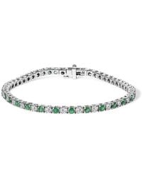 Haus of Brilliance - 14K Alternating 1 1/2 Cttw Diamond And Emerald Tennis Bracelet - Lyst