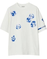 Burberry - Rose Print Cotton Jersey T-Shirt - Lyst