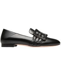 Bally - Janelle Buckle Leather Loafers, Brand Size 35. Us - Lyst