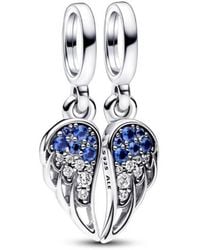 PANDORA - Sparkling Splitable Angel Wings Dangle Charm - Lyst