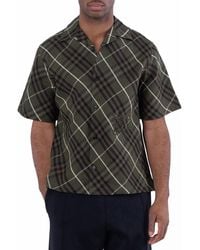 Burberry - Check Linen Shirt - Lyst
