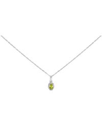 Haus of Brilliance - 10K 5X3Mm Peridot And Diamond Accent Halo Oval Shape Pendant Necklace - Lyst