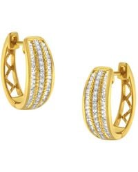 Haus of Brilliance - 10K 3/4 Cttw Pave And Channel Set Diamond Triple Row Modern Hoop Earrings (I-J Color, I2-I3 Clarity) - Lyst