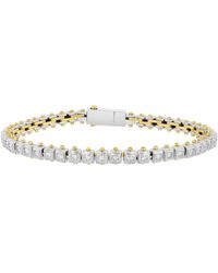 Robert Alton - 1.5Ctw Diamond Stainless Steel With Finish Cushion Link Bracelet - Lyst