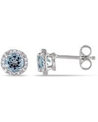 Amour - Topaz And Diamond Halo Stud Earrings - Lyst