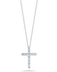 Roberto Coin - 18K Tiny Treasures Large Diamond Cross Necklace - Lyst