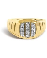 Haus of Brilliance - 14K Plated Sterling 1/3 Cttw Diamond Grooved Band Ring - Lyst