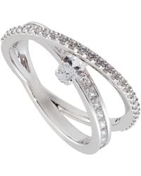 Swarovski - Hyperbola Band Ring 2 Row Rhodium Shiny - Lyst