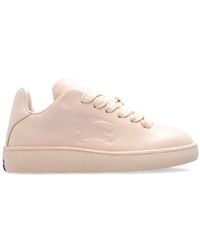 Burberry - Leather Box Sneakers With Equestrian Knight Motif, Brand Size 35 Us - Lyst