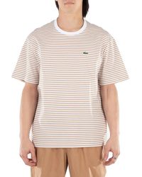 Lacoste - Striped Crew Neck Cotton T-Shirt, Brand Size 5 - Lyst
