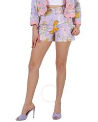 Moschino - Ladies All Over Logo Circus Print Shorts, Brand Size 38 (Us Size 4) - Lyst