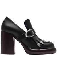 Burberry - 95Mm Round Toe Leather Wedge Pumps, Brand Size 37 (Us - Lyst
