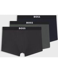 BOSS - Three-Pack Of Stretch-Cotton Trunks With Logo Waistbands - Lyst
