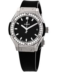 Hublot Classic Fusion Mat Black Dial Diamond Watch