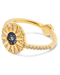 Apm Monaco - Yellow Sterling Silver Blue Stones Tropical Sun Ring - Lyst