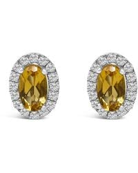 Haus of Brilliance - 10K 5X3 Mm Oval Citrine And Diamond Halo Stud Earrings (I-J Color, I1-I2 Clarity) - Lyst