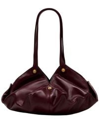 Versace - Pleated Lambskin Shoulder Bag Burgundy - Lyst