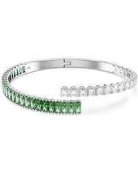 Swarovski - Rhodium Plated Mixed Mixed Bangle, Size Large - Lyst
