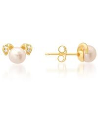 Kylie Harper - Over Puppy Dog Genuine Pearl & Cz Stud Earrings - Lyst