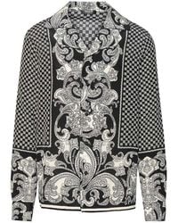 Balmain - Monogram-Print Silk Shirt, Brand Size 50 (Us - Lyst