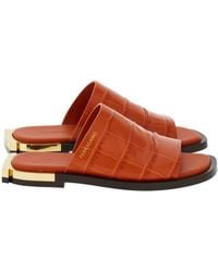 Ferragamo - Gancini Heel Aline Leather Slides - Lyst