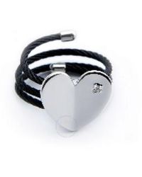 Charriol - Mouni Diamond Black Pvd Heart Cable Ring - Lyst
