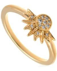PANDORA - Celestial 14K-Plated Sparkling Sun Ring - Lyst