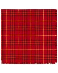 Burberry - Checkered Cashmere-Silk Blend Scarf - Lyst