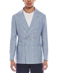 Brunello Cucinelli - Celeste Linen Double Breasted Blazer, Brand Size 44 (Us - Lyst