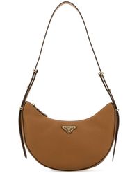 Prada - Camel Leather Shoulder Bag - Lyst