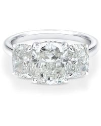 Brilliant Diamond - 4.75 Carat Cushion Lab Grown 3 Stone Engagement Diamond Ring - Lyst