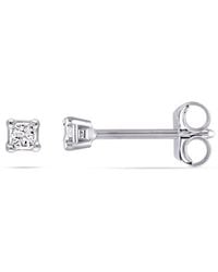 Amour - 1/10 Ct Tw Princess Cut Diamond Stud Earrings - Lyst