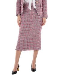 Thom Browne - Ladies Check Summer Tweed Fray Maxi Low Rise Pencil Skirt - Lyst