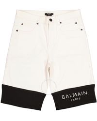 Balmain - Boys White / Black Stretch Denim Shorts - Lyst