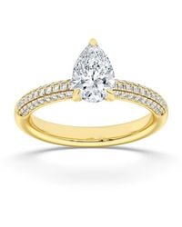 Mure And Co - 1.5Ctw Pear Shaped Lab Grown Diamond (F/Vs) Three Row Micro Pave Engagement Ring - Lyst