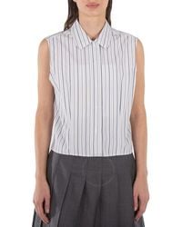 Thom Browne - Striped Cotton-Poplin Sleeveless Shirt, Brand Size 38 (Us - Lyst