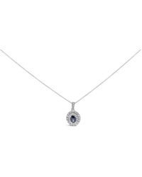 Haus of Brilliance - 14K Oval Sapphire And 3/4 Cttw Diamond Halo Pendant Necklace - Lyst