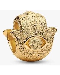 PANDORA - 14K-Plated Textured Hamsa Hand Mini Charm - Lyst