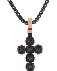 Robert Alton - Stainless Steel Spinel & Rose Finish Cube Design Cross Pendant - Lyst